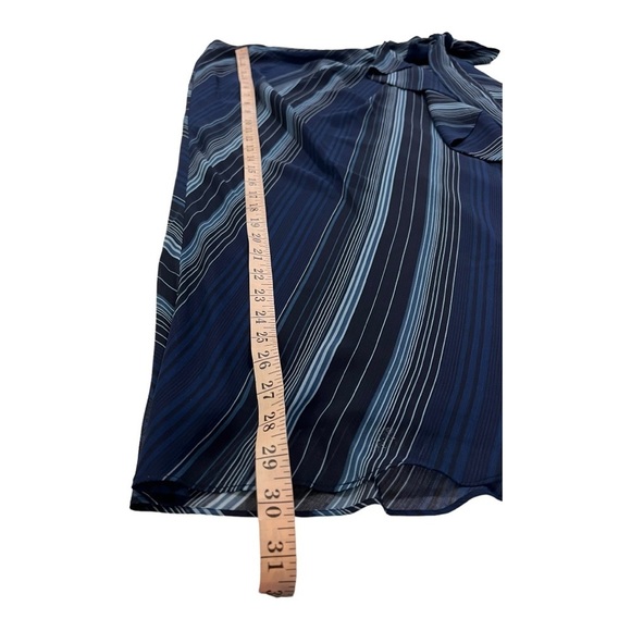 Ralph Lauren Black Label Navy Stripe Georgette Cascade Ruffle A-Line Midi Skirt - Picture 8 of 15